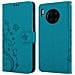 Custodia Compatibile Con Huawei Mate 30 Pro In Blu Fiore - Coperchio Protettivo In Design Floreale Con Chiusura Magnetica, Funzione Stand E Slot Per Carte - Foto miniatura 8