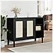 Credenza Senja Aspetto Rattan Nero 112x40x80 Cm Massello Pino - Foto miniatura 1