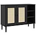 Credenza Senja Aspetto Rattan Nero 112x40x80 Cm Massello Pino - Foto miniatura 2