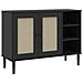 Credenza Senja Aspetto Rattan Nero 112x40x80 Cm Massello Pino - Foto miniatura 4