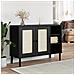Credenza Senja Aspetto Rattan Nero 112x40x80 Cm Massello Pino - Foto miniatura 6