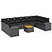 Set Divani Da Giardino 11 Pz Con Cuscini In Polyrattan Nero - Foto miniatura 2