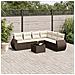 Set Divani Da Giardino 7 Pz Con Cuscini Marrone In Polyrattan - Foto miniatura 1