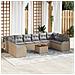 Set di divani da giardino  da 11 pezzi con cuscini beige in polyrattan e acacia, Divano da giardino  da 2 posti con cuscini beige in polyrattan - Foto miniatura 2