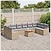 Set di divani da giardino  da 11 pezzi con cuscini beige in polyrattan e acacia, Divano da giardino  da 2 posti con cuscini beige in polyrattan - Foto miniatura 3