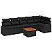Set Divano da Giardino con Cuscini da 7 Pezzi in Rattan Sintetico Nero Acacia, Divano da Giardino per 2 Persone con Storage e Cuscini in Rattan Sintetico Nero - Foto miniatura 1