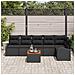 Set Divano da Giardino con Cuscini da 7 Pezzi in Rattan Sintetico Nero Acacia, Divano da Giardino per 2 Persone con Storage e Cuscini in Rattan Sintetico Nero - Foto miniatura 3
