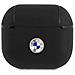 Bmw Bma3sslbk Airpods 3 Custodia Nera /nera In Pelle Genuina Con Logo Argento - Foto miniatura 3