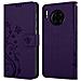 Custodia Compatibile Con Huawei Mate 30 Pro In Lilla Scuro Fiore - Coperchio Protettivo In Design Floreale Con Chiusura Magnetica, Funzione Stand E Slot Per Carte - Foto miniatura 8