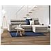 Divano Fisso Mikaela, Divano Ad Angolo, 100% Made In Italy, Sofà Soggiorno Con Chaise Longue, In Tessuto Imbottito - Penisola Contenitore Destra, Con Braccioli Slim, Cm 280x95h85, Tortora - Foto miniatura 1