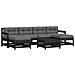 Set Divani da Giardino 7 pz con Cuscini in Legno Massello Nero - Foto miniatura 1