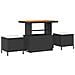 Set Divano da Giardino  9 Pezzi con Cuscini Rattan Nero Acacia, Divano da Giardino  2 Posti con Cuscini Rattan Nero, Set da Pranzo da Giardino  3 Pezzi con Cuscini Rattan Nero Acacia - Foto miniatura 4
