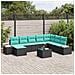 Set Divano da Giardino 8 pz Nero e Turchese polyrattan - Foto miniatura 7