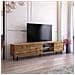 Galhad - Mobile Tv In Stile Scandinavo / Tavolino Tv Minimalista / Porta Tv Per Salotto / Luci Led / 175 Cm (quercia Dorata)  - Foto miniatura 4