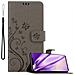 Custodia Compatibile Con Huawei Mate 30 Pro In Grigio Fiore - Coperchio Protettivo In Design Floreale Con Chiusura Magnetica, Funzione Stand E Slot Per Carte - Foto miniatura 1