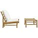 Set Salotto Da Giardino 2pz Con Cuscini Bianco Crema In Bambù - Foto miniatura 3
