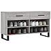 Panca Porta Scarpe Grigio Sonoma 102x35x55 Cm Legno Multistrato - Foto miniatura 8