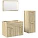 Set Mobili Da Bagno 3 Pz Rovere Sonoma In Legno Multistrato - Foto miniatura 2