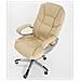 Poltrona Regolabile E Girevole Da Ufficio Presidenziale Direzionale Ergonomica Modello Silky In Ecopelle Colore Beige - Foto miniatura 2