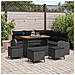 Set Divano da Giardino  9 Pezzi con Cuscini Rattan Nero Acacia, Divano da Giardino  2 Posti con Cuscini Rattan Nero, Set da Pranzo da Giardino  4 Pezzi con Cuscini Rattan Nero Acacia - Foto miniatura 2