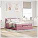 Struttura Letto Pouf con Materasso Rosa 140x190 cm in Velluto - Foto miniatura 4