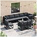 Set Divano da Giardino con cuscino 9 pcs Nero Alluminio - Foto miniatura 3