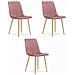 Sedia TURIN in velluto rosa con gambe in legno per soggiorno x3 - Foto miniatura 1