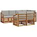 Set divani con cuscino 7 pcs Grigio Naturale e Chiaro - Foto miniatura 1