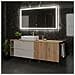 Mobile sottolavabo, Bianco e nero, 160 cm, Con piano d'appoggio, 2 cassetti, MDF, 2 ante, Ripiano integrato, MODERNO - Foto miniatura 2