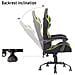 Gaming Chair RHOMBUS FF10 - Tessuto, Doppio Cuscino, Schienale Reclinabile, Nero Verde - Foto miniatura 2