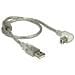 0.5m, USB2.0-A / USB2.0-B, USB A, USB B, Maschio / maschio, Dritto, Ad angolo, Argento, Trasparente - Foto miniatura 1