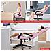 Game Chair - Sedia Da Ufficio Girevole Regolabile Del Gioco Da Corsa - Con Cuscino E Schienale Reclinabile Rosa E Bianco - Foto miniatura 2