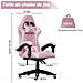 Game Chair - Sedia Da Ufficio Girevole Regolabile Del Gioco Da Corsa - Con Cuscino E Schienale Reclinabile Rosa E Bianco - Foto miniatura 5