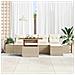 Set da Pranzo da Giardino a 6 Pezzi con Cuscini Beige Polyrattan Acacia - Foto miniatura 3
