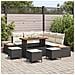 Set Divano da Giardino con Cuscini da 9 Pezzi Nero Polyrattan Acacia, Set da Pranzo da Giardino da 4 Pezzi con Cuscini Nero Polyrattan Acacia - Foto miniatura 2