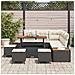 Set Divano da Giardino con Cuscini da 9 Pezzi Nero Polyrattan Acacia, Set da Pranzo da Giardino da 4 Pezzi con Cuscini Nero Polyrattan Acacia - Foto miniatura 3