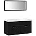 Set di mobili per il bagno 3 pcs Rovere Nero 90 x 38.5 x 46 cm - Foto miniatura 1
