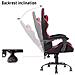 Gaming Chair RHOMBUS FF10 - Tessuto, Doppio Cuscino, Schienale Reclinabile, Nero Rosso - Foto miniatura 3