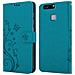 Custodia Compatibile Con Huawei P9 Plus In Blu Fiore - Coperchio Protettivo In Design Floreale Con Chiusura Magnetica, Funzione Stand E Slot Per Carte - Foto miniatura 8