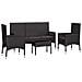 Set Divani da Giardino 4 pz con Cuscini Nero in Polyrattan - Foto miniatura 3