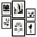 Set Di 6 Stampe Stampe Artistiche E Astratte Per L'interior Design Con Inchiostro Nero Per Il Cortile A3 & A4 Senza Cornice - Foto miniatura 1