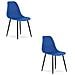 WAT Sedia da scrivania moderna blu con gambe in metallo nero x 2 - Foto miniatura 1