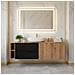 Mobile sottolavabo, Bianco e nero, 140 cm, Con piano d'appoggio, 2 cassetti, MDF, 2 ante, Ripiano integrato, MODERNO - Foto miniatura 2