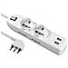 62087 Multipresa 6 posti 2 polivalenti (schuko +10/16A) 4 bivalenti (10/16A) 2 Prese USB - cavo 1,5 m bianco - Foto miniatura 1