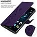 Custodia Compatibile Con Huawei P9 Plus In Lilla Scuro Fiore - Coperchio Protettivo In Design Floreale Con Chiusura Magnetica, Funzione Stand E Slot Per Carte - Foto miniatura 5