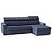 Divano Fisso Eliana, Divano Ad Angolo, 100% Made In Italy, Sofà Soggiorno Con Chaise Longue, In Tessuto Imbottito - Penisola Contenitore Sinistra, Con Braccioli Slim, Cm 260x95h85, Blu - Foto miniatura 2