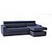 Divano Fisso Eliana, Divano Ad Angolo, 100% Made In Italy, Sofà Soggiorno Con Chaise Longue, In Tessuto Imbottito - Penisola Contenitore Sinistra, Con Braccioli Slim, Cm 260x95h85, Blu - Foto miniatura 3