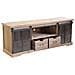 Mobile Credenza Madia In Acciaio E Legno Con 2 Ante Laterali Scorrevoli In Vetro 2 Cassetti E 1 Ripiano Centrale Linea Industrial - Foto miniatura 2
