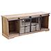 Mobile Credenza Madia In Acciaio E Legno Con 2 Ante Laterali Scorrevoli In Vetro 2 Cassetti E 1 Ripiano Centrale Linea Industrial - Foto miniatura 3