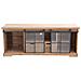 Mobile Credenza Madia In Acciaio E Legno Con 2 Ante Laterali Scorrevoli In Vetro 2 Cassetti E 1 Ripiano Centrale Linea Industrial - Foto miniatura 5